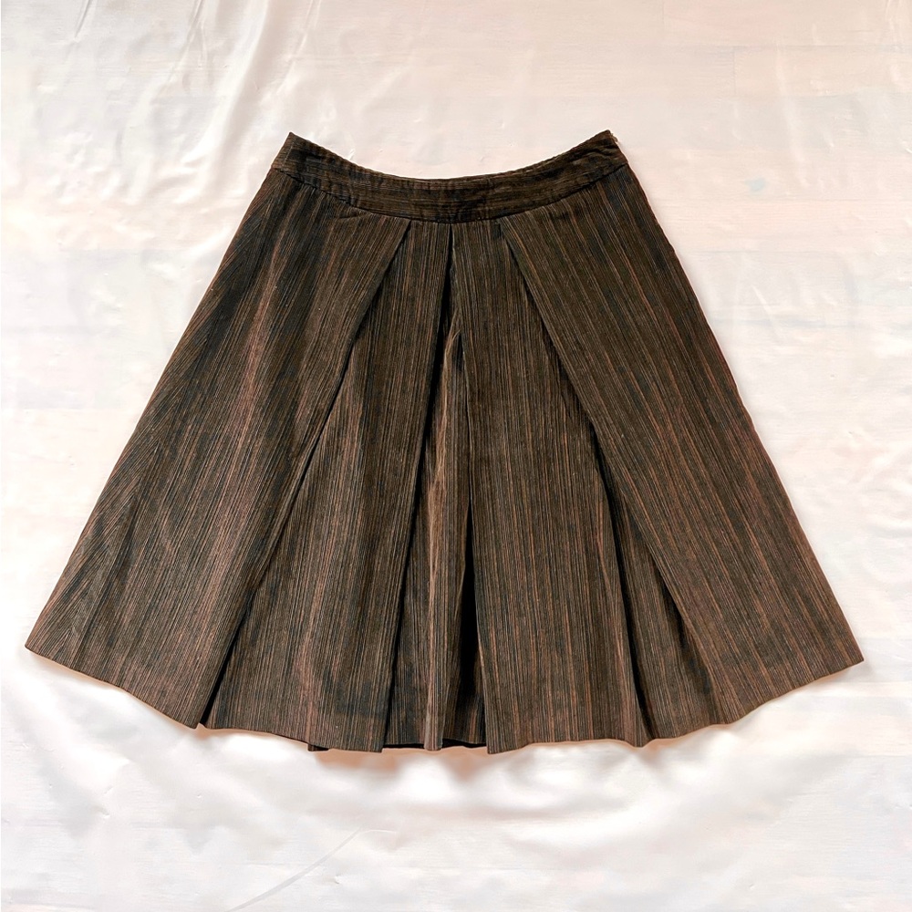 Sportmax corduroy Skirt A-line Brown black pleated Stripes cotton US 4